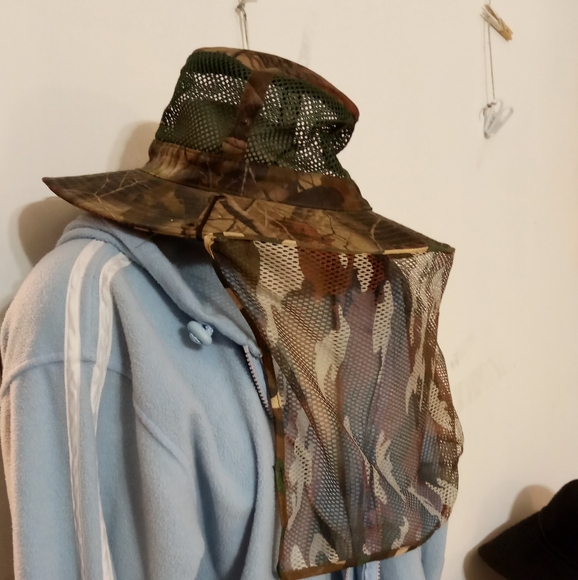Camo Wide Brim Mesh Breathable Foldable Fishing Hat W/ Neck Flap - Picture 10 of 10